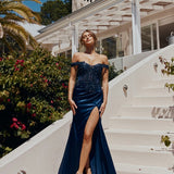 Lorel Embroidered Corset Gown - Navy