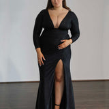 Chelsea Stretch Shimmer Gown - Black
