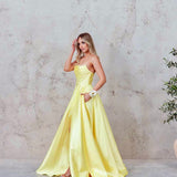 Paola Strapless Gown - Lemon