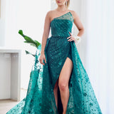 Juliette Strapless Glitter Gown - Emerald