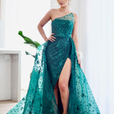 Juliette Strapless Glitter Gown - Emerald
