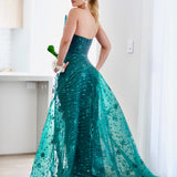 Juliette Strapless Glitter Gown - Emerald