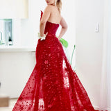 Juliette Strapless Glitter Gown - Wine