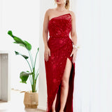 Juliette Strapless Glitter Gown - Wine
