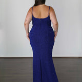 Issy Metallic Jersey Gown - Sapphire