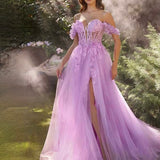 Nathalia Off Shoulder Corset Gown - Lavender