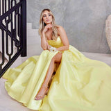 Paola Strapless Gown - Lemon