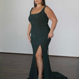 Lana Metallic Jersey Gown - Forest