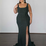 Lana Metallic Jersey Gown - Forest