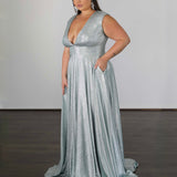 Sabrina Stretch Shimmer Gown - Seafoam