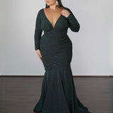Ashley Metallic Jersey Gown - Forest