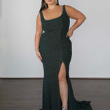 Lana Metallic Jersey Gown - Forest