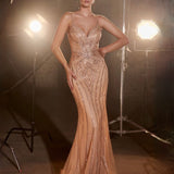 Lotus Beaded Gown - Rose Gold