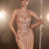 Lotus Beaded Gown - Rose Gold