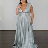Sabrina Stretch Shimmer Gown - Seafoam