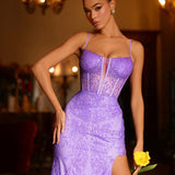 Riley Corset Lace Gown - Lilac