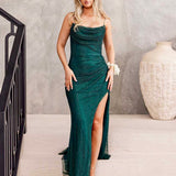 Marlow Off Shoulder Beaded Mesh Gown - Emerald