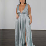 Lexa Stretch Shimmer Gown - Seafoam