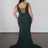 Lana Metallic Jersey Gown - Forest