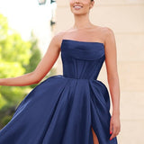 Adelina Strapless Corset Gown - Navy