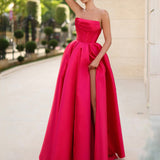 Adelina Strapless Corset Gown - Ruby