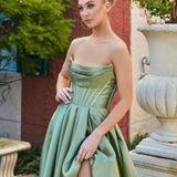 Adelina Strapless Corset Gown - Olive