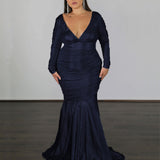 Ashley Stretch Shimmer Gown - Midnight Navy