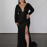 Chelsea Stretch Shimmer Gown - Black