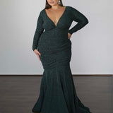 Ashley Metallic Jersey Gown - Forest