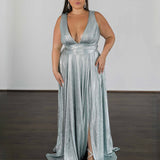 Lexa Stretch Shimmer Gown - Seafoam