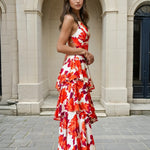 Bella Layered Dress Orange Print Side