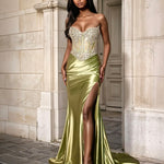 Bianca Strapless Corset Gown Sage Front