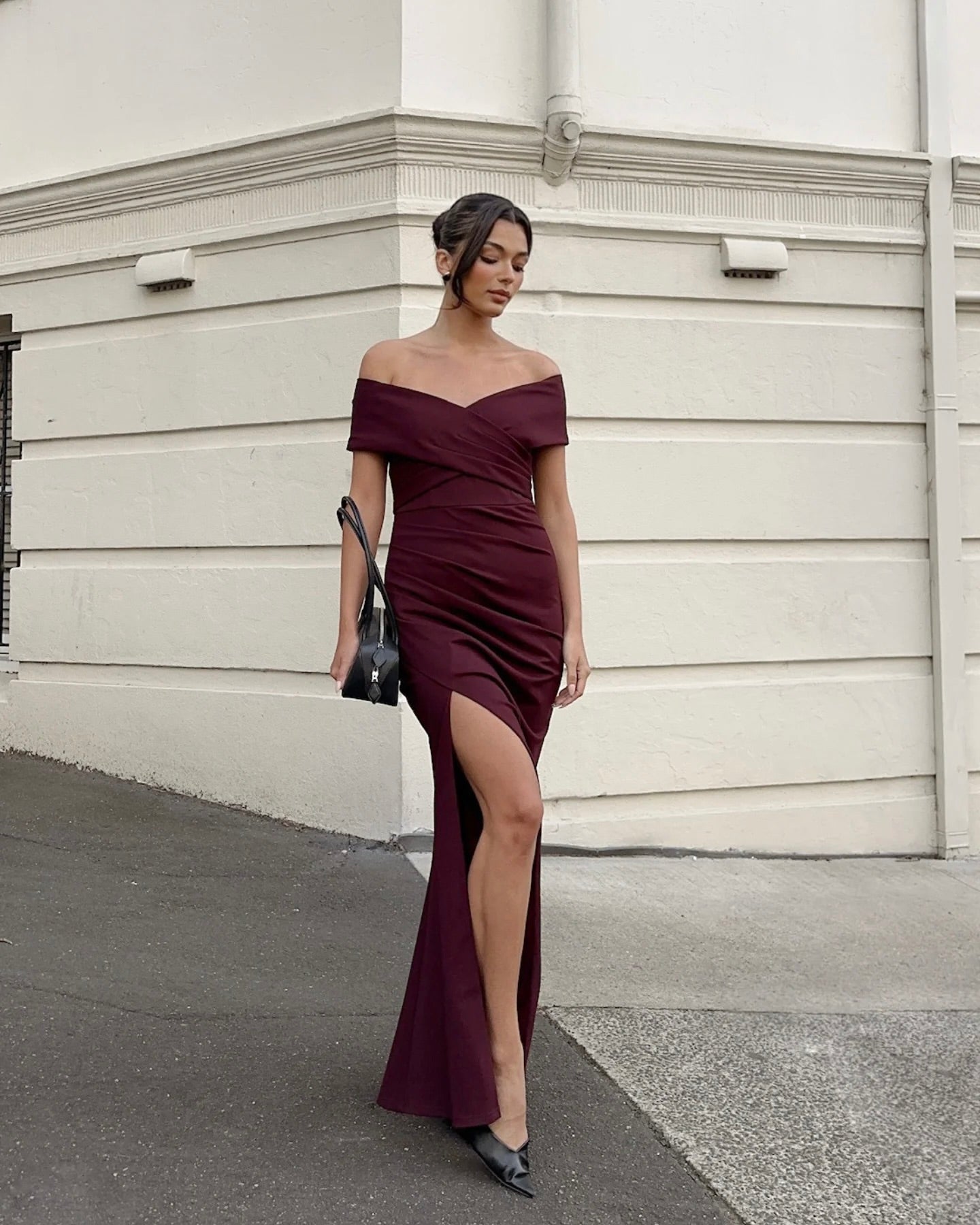 Briana Maxi Dress Mahogany Front