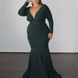 Ashley Metallic Jersey Gown - Forest