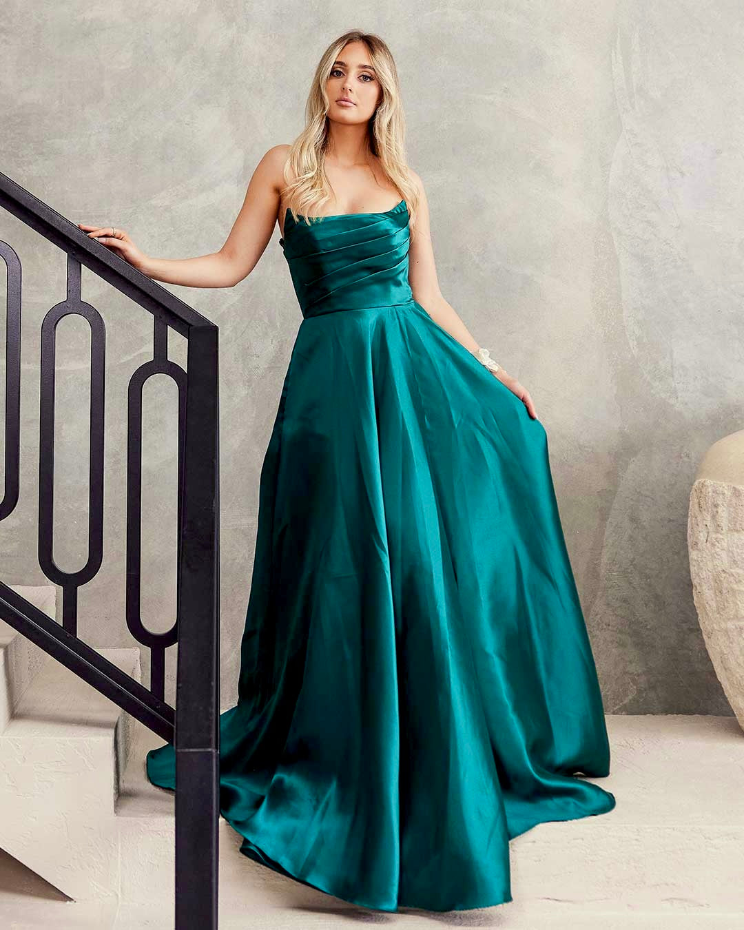 Paola Strapless Gown - Emerald Paola Strapless Gown - Emerald