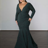 Ashley Metallic Jersey Gown - Forest