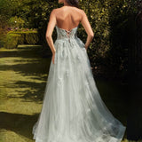 Desiree Strapless Beaded Gown - Sage