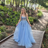 Iris Corset Lace Gown - Icy Blue