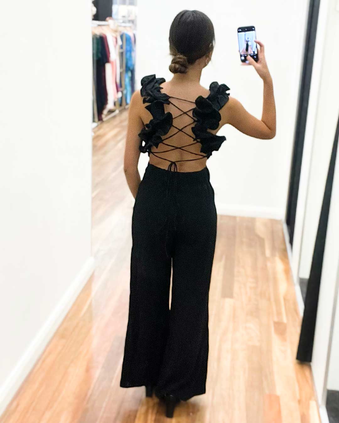Camila Ruffle Jumpsuit - Black