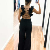Camila Ruffle Jumpsuit - Black