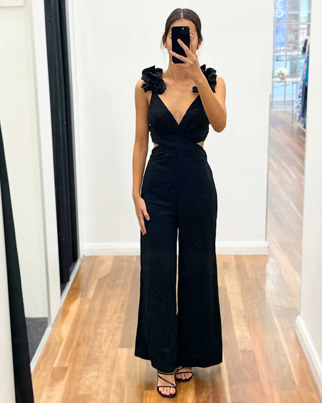Camila Ruffle Jumpsuit - Black