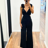 Camila Ruffle Jumpsuit - Black