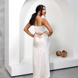Cindy Satin Maxi Skirt - Champagne