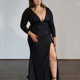 Chelsea Stretch Shimmer Gown - Black
