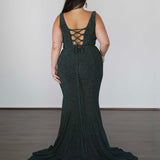 Lana Metallic Jersey Gown - Forest