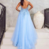 Iris Corset Lace Gown - Icy Blue