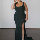 Lana Metallic Jersey Gown - Forest