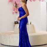 Dalette Sequin Corset Gown - Cobalt
