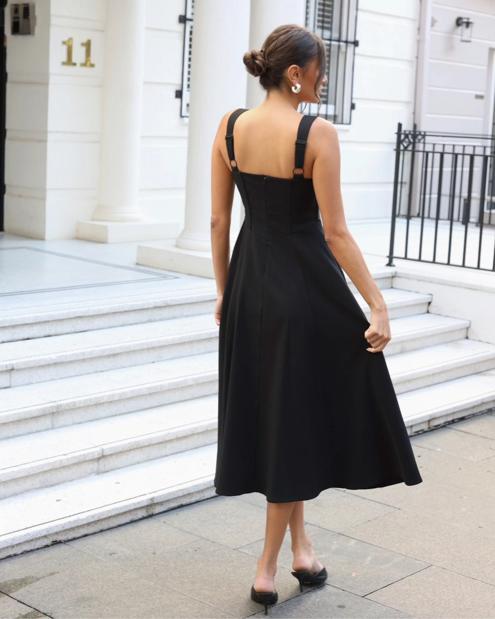 Danielle Midi Corset Dress Black Back