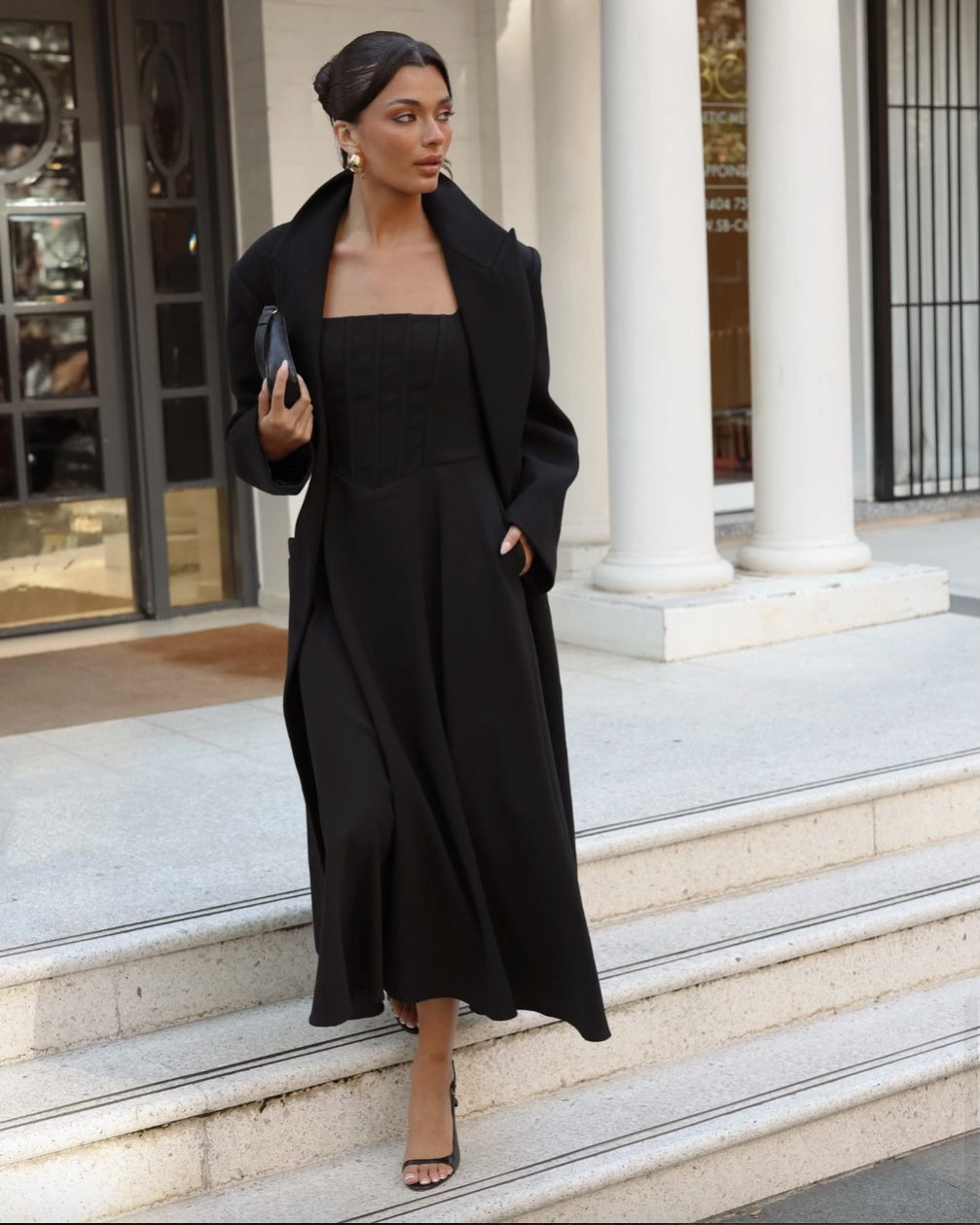 Danielle Midi Corset Dress Black Front